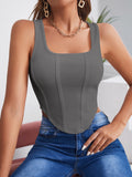 SHEIN Square Neck Hanky Hem Tank Top
