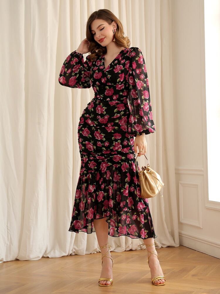 best shein midi dresses with sleeves best shein midi dresses SheIn Women's Elegant V Neck Pleated Midi Dresses Short Sleeve A Line
