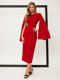 SHEIN Solid Cloak Sleeve Split Back Dress