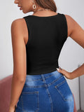 SHEIN Square Neck Hanky Hem Tank Top
