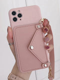 SHEIN Faux Leather Phone Case With Card Holder