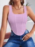 SHEIN Square Neck Hanky Hem Tank Top