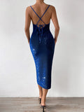 SHEIN Split Thigh Tie Backless Cami Dress