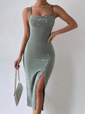 SHEIN Split Thigh Tie Backless Cami Dress