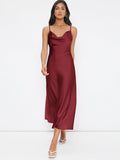 SHEIN Cowl Neck Solid Slip Dress