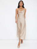 SHEIN Cowl Neck Solid Slip Dress