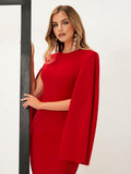 SHEIN Solid Cloak Sleeve Split Back Dress