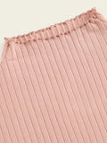 SHEIN Lettuce Trim Rib-knit Slim Top