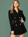 SHEIN Notch Collar Double Breasted Blazer Dress