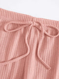 SHEIN Rib-knit Tee & Tie Waist Leggings Set