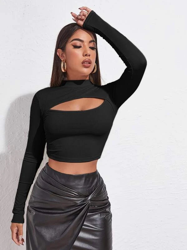 Cut out high neck top top