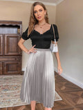 SHEIN Solid Pleated Skirt