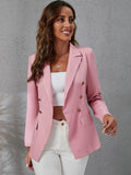 SHEIN Lapel Collar Double Breasted Flap Detail Blazer