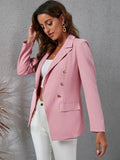 SHEIN Lapel Collar Double Breasted Flap Detail Blazer