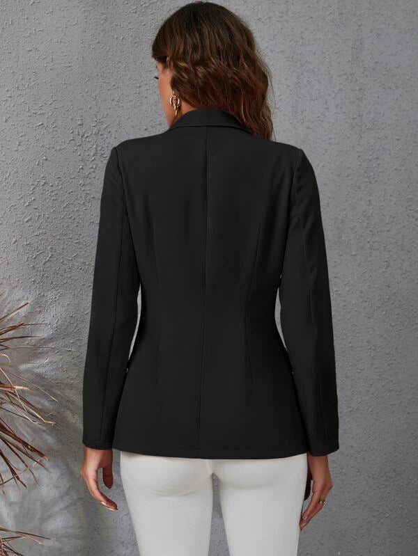 SHEIN Lapel Collar Double Breasted Flap Detail Blazer