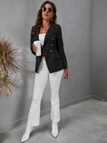 SHEIN Lapel Collar Double Breasted Flap Detail Blazer