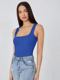 SHEIN Basics Square Neck Solid Tank Top