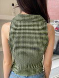 SHEIN DAZY Plaid Lapel Collar Textured Vest Top