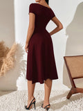 SHEIN Ruched Pleated Detail A-line Dress