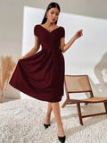 SHEIN Ruched Pleated Detail A-line Dress