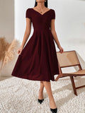 SHEIN Ruched Pleated Detail A-line Dress