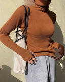 Rib-Knit Turtle Neck Top