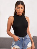 SHEIN Felegant Mock-Neck Solid Tank Top