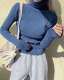 Rib-Knit Turtle Neck Top