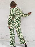 SHEIN Zebra Striped Drop Shoulder Shirt With Wide Leg Pants