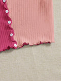 SHEIN Two Tone Lettuce Trim Tee
