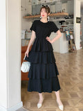 Solid Tiered Ruffle Dress