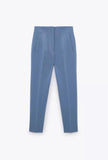 High-Waist Tailored Pants - Blue