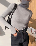 Rib-Knit Turtle Neck Top