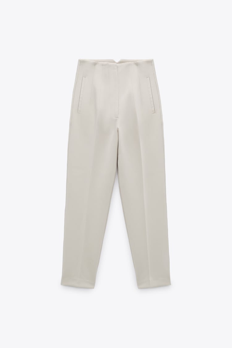 High-Waist Tailored Pants - Cream White