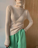 Rib-Knit Turtle Neck Top