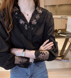 Lace Panel Buttoned Blouse