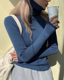 Rib-Knit Turtle Neck Top