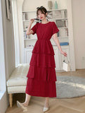 Solid Tiered Ruffle Dress
