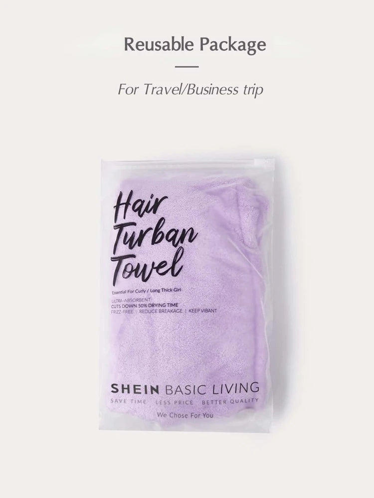 SHEIN BASIC LIVING Quick Dry Microfiber Hair Turban Towel Coral Fleece