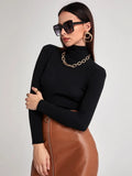 SHEIN Turtleneck Ribbed Knit Sweater
