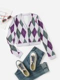 Argyle Print Button Front Tee
