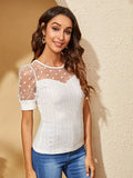 SHEIN Dobby Mesh Solid Top