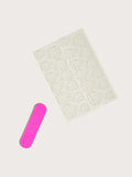 SHEIN 24pcs Flower Pattern False Nail & 1sheet Tape