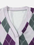 Argyle Print Button Front Tee