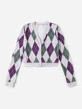 Argyle Print Button Front Tee