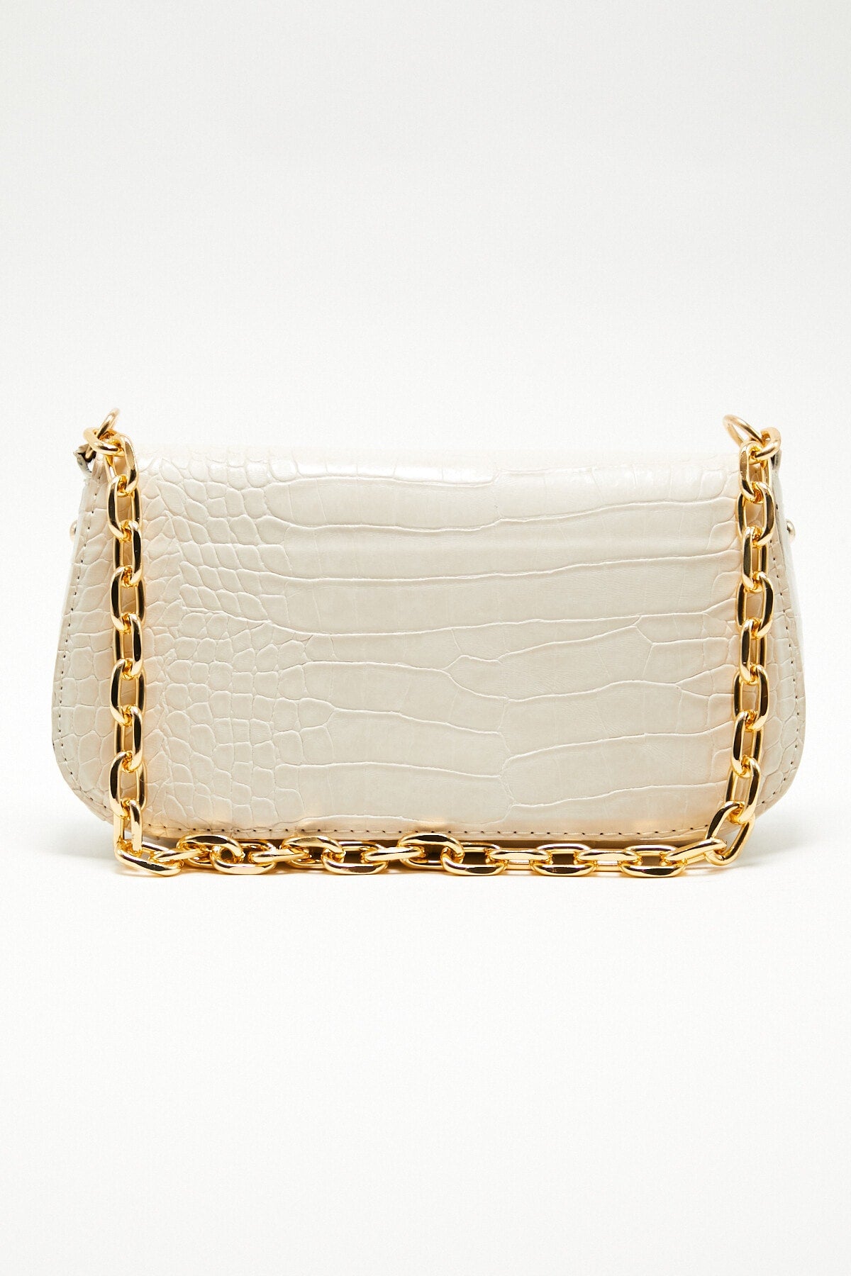 Croc Pattern Chain Baguette Bag