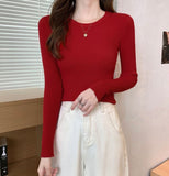Rib-Knit Long Sleeve Top