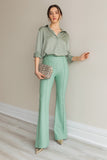 Seam Detail Flared Pants - Mint Green