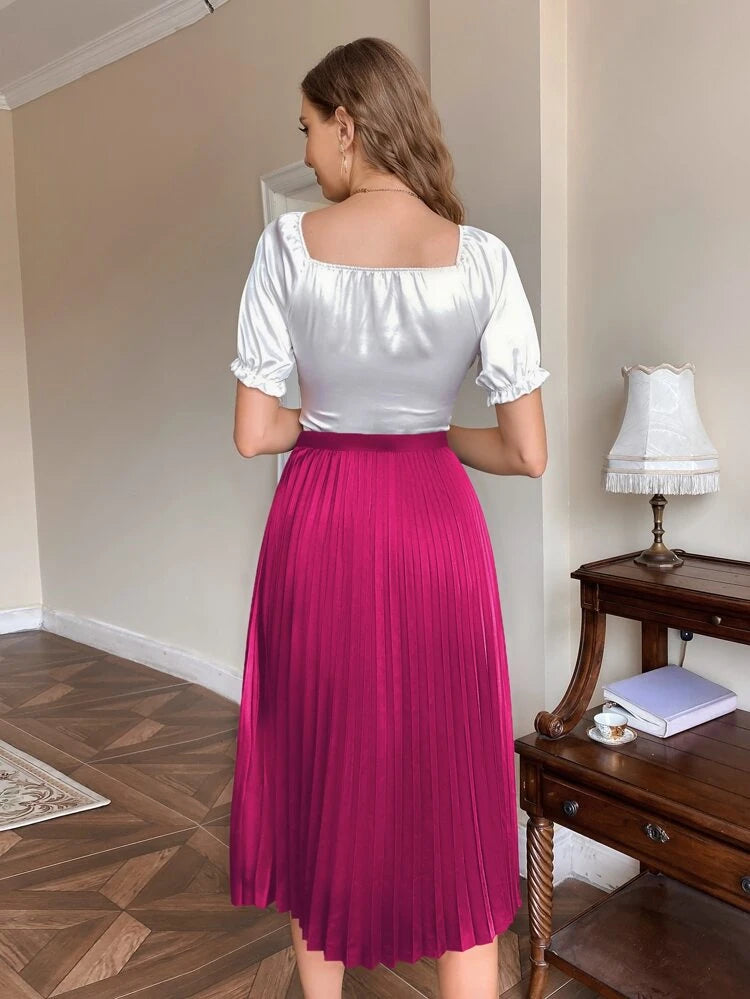 Pink pleated skirt clearance shein