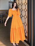 Solid Belted Long Dress